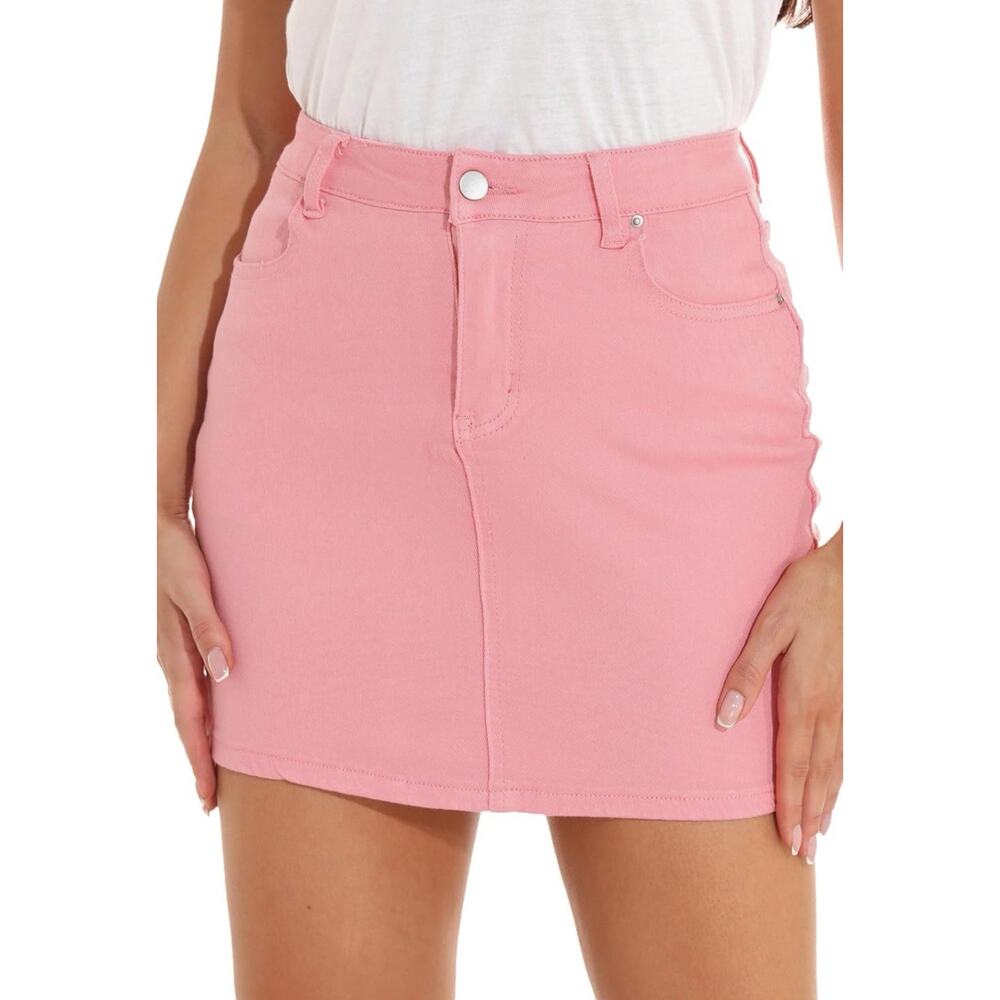 Guanyy Amazon Women’s Denim Bubblegum Pink Skirt Clubwear Stretchy XXL Preppy